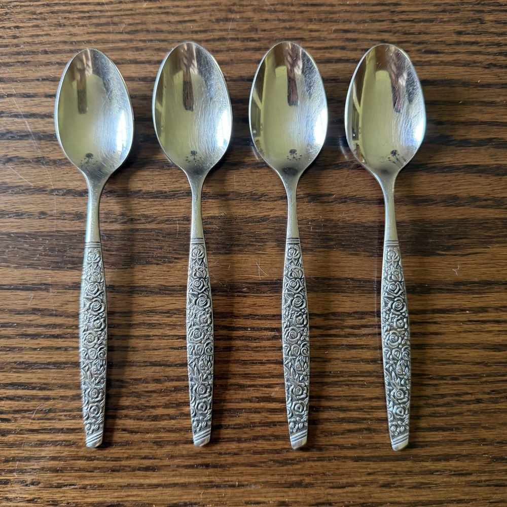 Vintage 11-Piece Stainless Steel Japan Rose Floral Flatware Lot - Picture 4 of 7